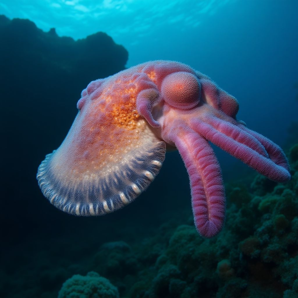 Giant Cuttlefish changing colors