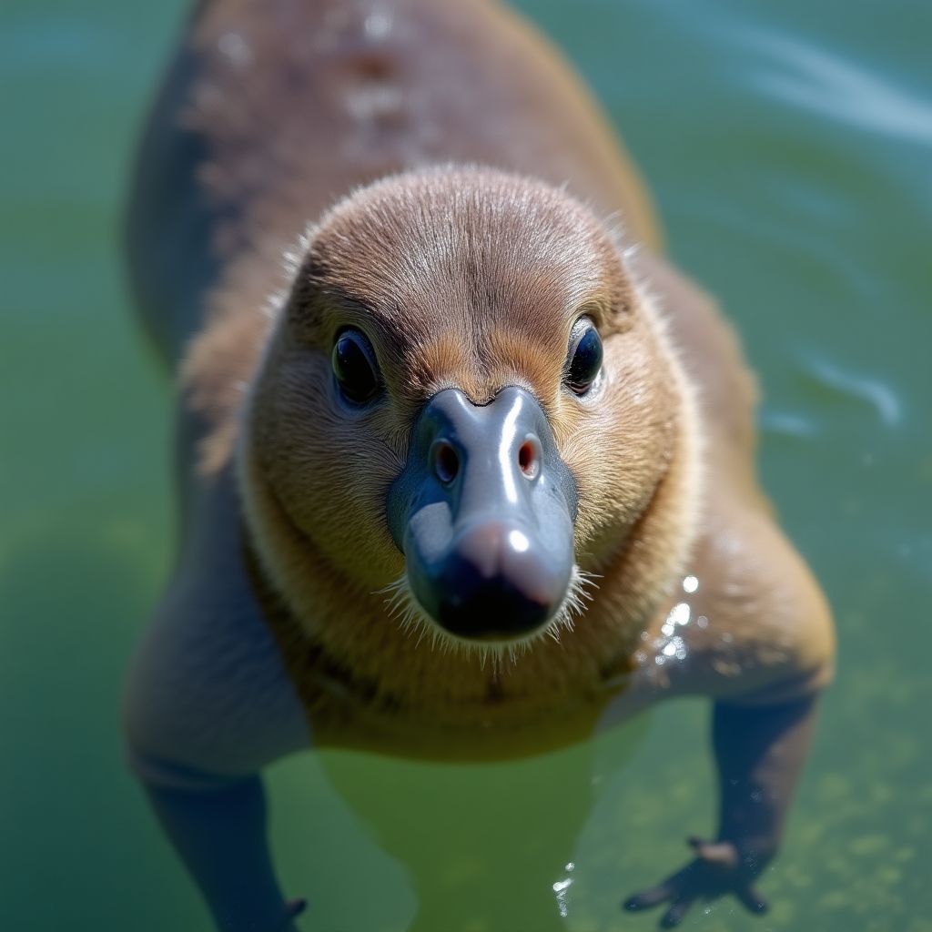 Platypus swimming in a creek