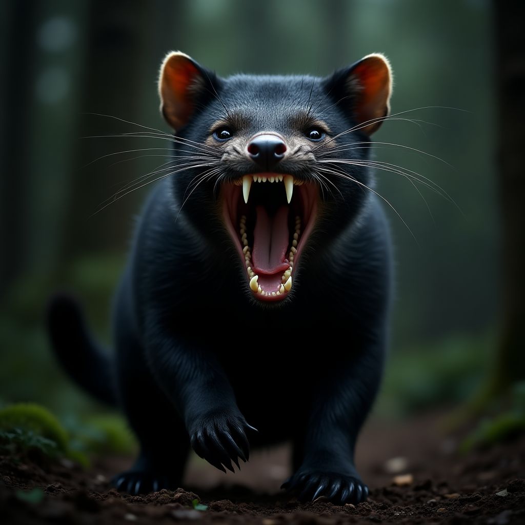 Tasmanian Devil showing teeth